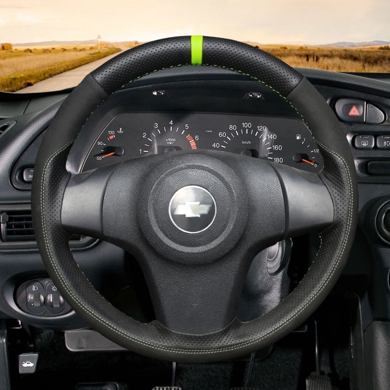 Loncky Auto Custom Fit OEM Black Genuine Leather Suede Car Steering